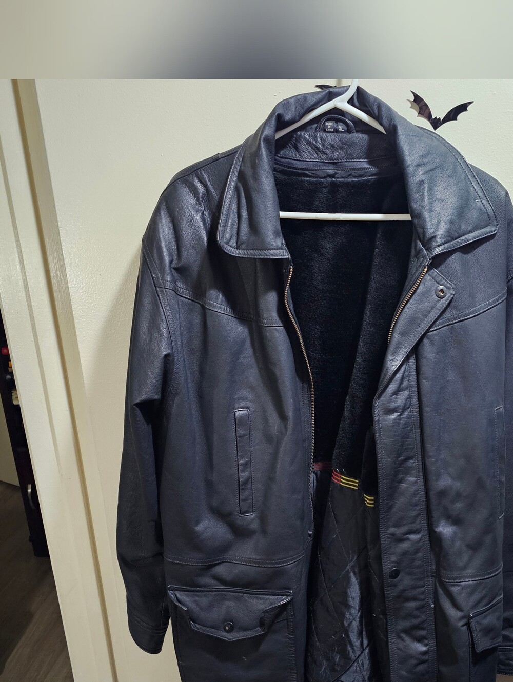 Black Leather Jacket with Quilted Lining
